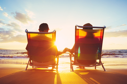 Couple on beach chairs